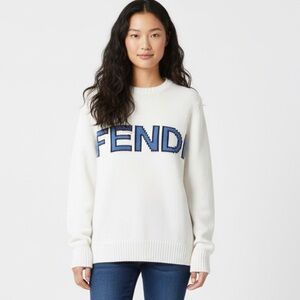 FENDI Logo Crew Neck Wool Sweater